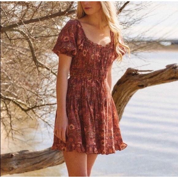 Ulla Johnson Juniper Mini Dress Prairie Cottage Milkmaid Rosebud Crimson Red 0 - Picture 1 of 12